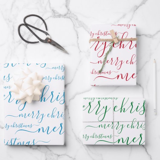 Snel kersthandgeschreven kalligrafie inpakpapier vel (Voorkant)