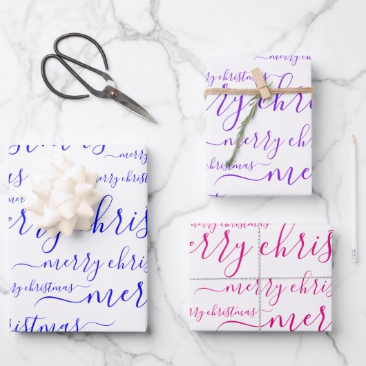 Snel kersthandgeschreven kalligrafie inpakpapier vel (Voorkant)