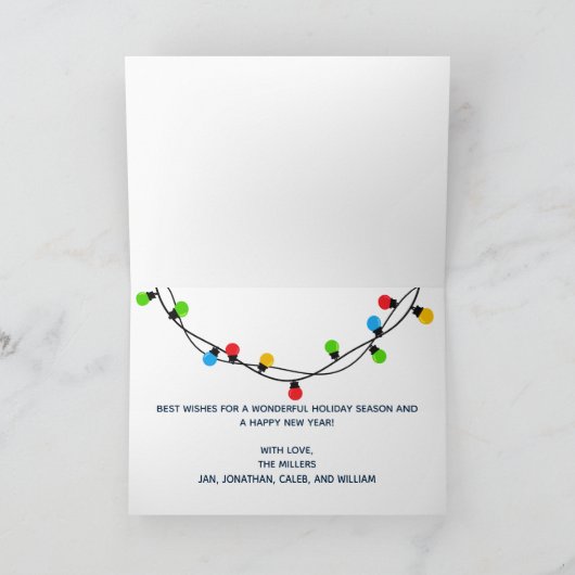 Snel kerstlicht Foto Modern Cute Navy Blue Feestdagen Kaart (Binnen)