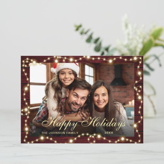Snel kerstlicht Rustige FOTO-groet Feestdagenkaart (Staand voorkant)