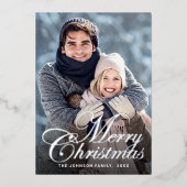 Snel kerstmis 5 PHOTO Greeting Silver Folie Feestdagenkaart (Voorkant)