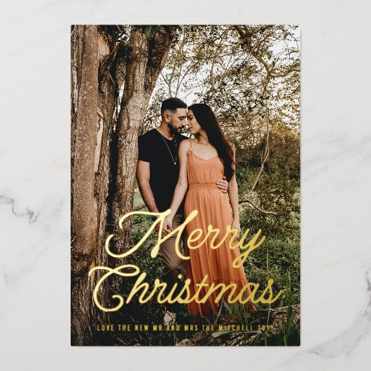 Snel kerstrecro-script folie feestdagenkaart (Voorkant)