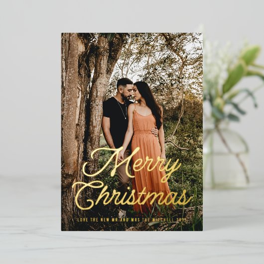 Snel kerstrecro-script folie feestdagenkaart (Staand Voorkant)