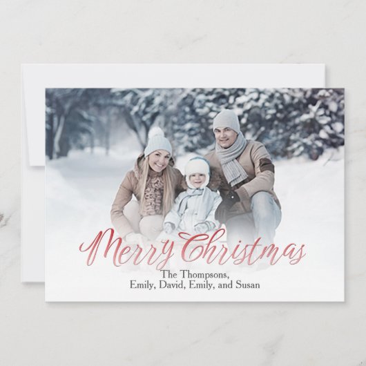 Snel kerstrood kalligrafie 1 Foto Feestdagenkaart (Voorkant)