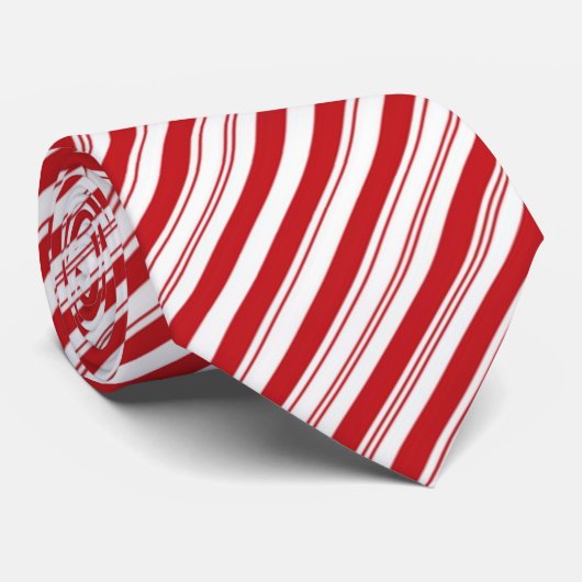 Snel kerstrood met witte gestreept snoepriet stropdas (Opgerold)