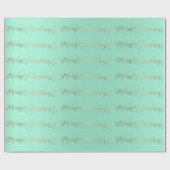 Snel kerstscript Aqua Tiffany Mint Faux Gold Cadeaupapier (Vlak)