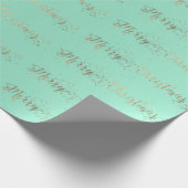 Snel kerstscript Aqua Tiffany Mint Faux Gold Cadeaupapier (Hoek)