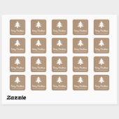 Snel kerstscript | Boom Rustic Kraft Paper Vierkante Sticker (Vel)