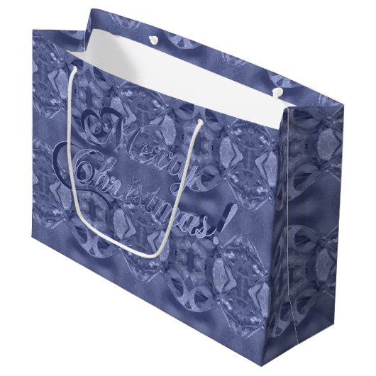 Snel kerstscript elegant Silver Blue Groot Cadeauzakje (Voorkant Gekanteld)