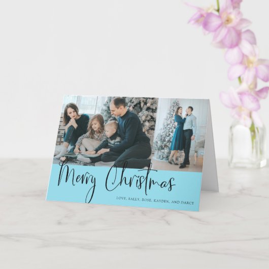 Snel kerstscript foto Collage Holiday Blue Kaart (Orchidee)