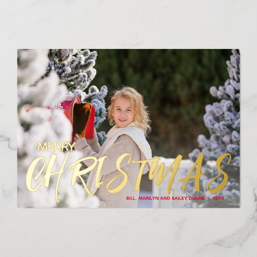 Snel kerstscript foto Gold Folie Feestdagenkaart (Voorkant)