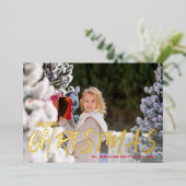 Snel kerstscript foto Gold Folie Feestdagenkaart (Staand Voorkant)