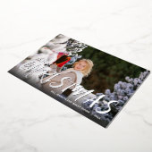 Snel kerstscript foto Silver Folie Feestdagenkaart (Gedraaid)