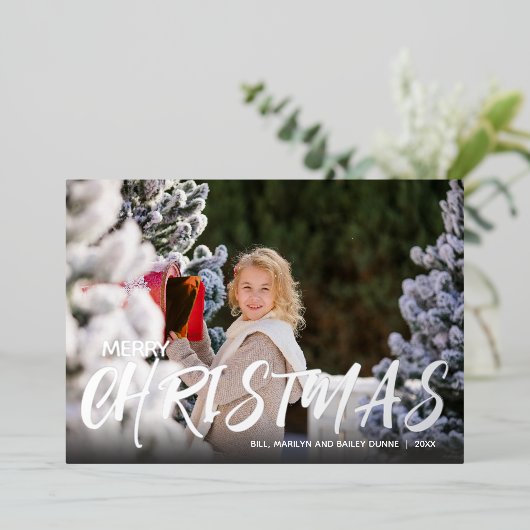 Snel kerstscript foto Silver Folie Feestdagenkaart (Staand Voorkant)