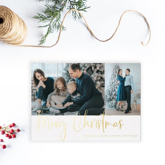 Snel kerstscript fotofeestdag Gold Modern Folie Feestdagenkaart