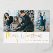 Snel kerstscript fotofeestdag Gold Modern Folie Feestdagenkaart (Voorkant)