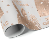 Snel kerstscript konijnengrijs Roos Gold Fancy Cadeaupapier (Rol Hoek)