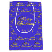Snel kerstscript modern Paars Gold Script Medium Cadeauzakje (Voorkant)
