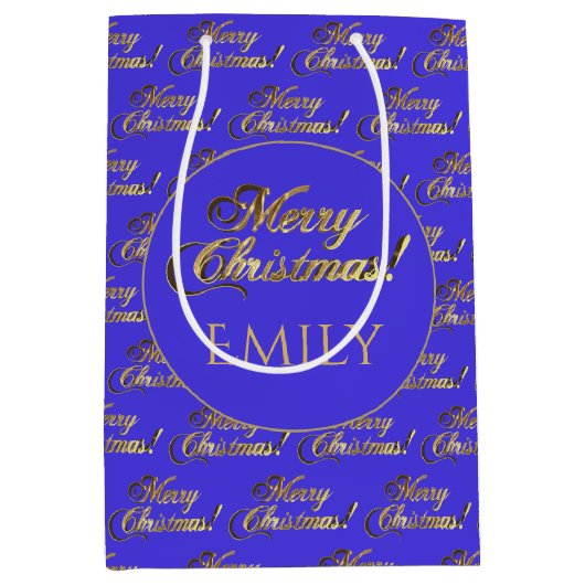 Snel kerstscript modern Paars Gold Script Medium Cadeauzakje (Voorkant)