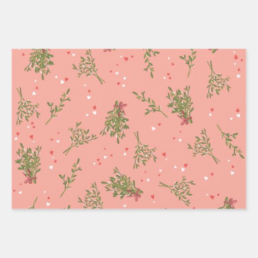 Snel kerstsnoepkanen Mistletoe Xmas variëteit Inpakpapier Vel (Voorkant 2)