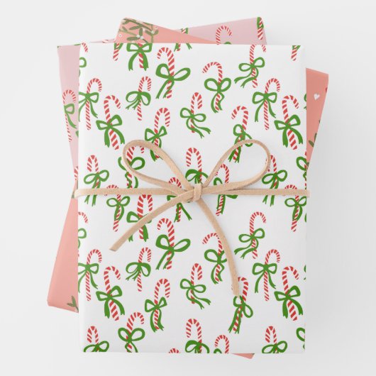 Snel kerstsnoepkanen Mistletoe Xmas variëteit Inpakpapier Vel (In situ)