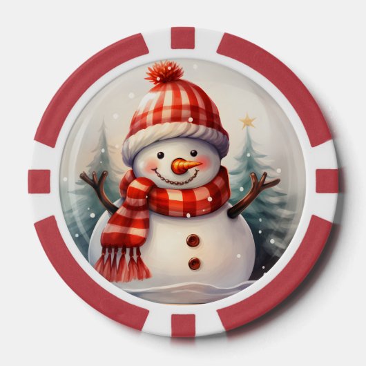 Snel kerstsnowman toevoegen tekst poker chips (Voorkant)