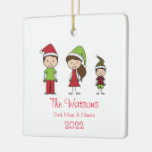 Snel kerstteken familie van 3 keramisch ornament (Links)