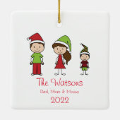 Snel kerstteken familie van 3 keramisch ornament (Achterkant)