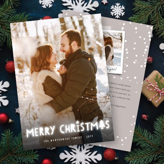 Snel kerstwit gloed Magische foto Feestdagenkaart