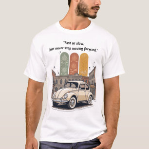 "Snel of Langzaam" Vintage Kever Stad Retro T-Shir T-shirt