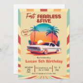 Snel Onbevreesd & VIJF Retro Rennende Auto Kaart (Voorkant / Achterkant)