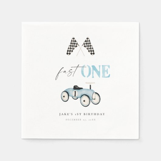 Snel ONE Retro Car Ride-On Blauw Servet (Voorkant)