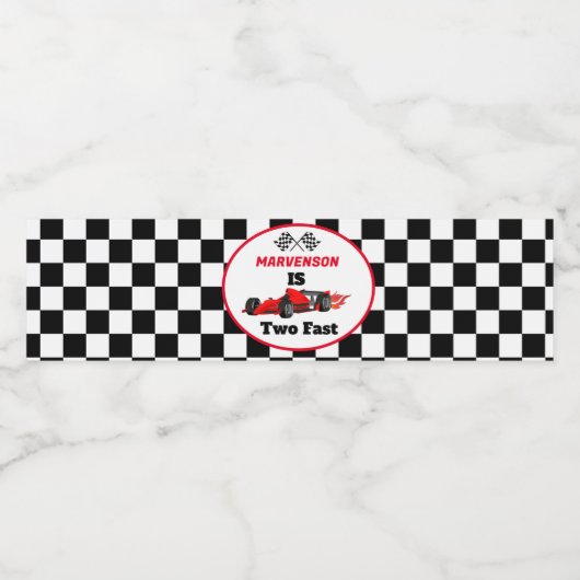 Snel op Fast Race Car Boy Eerste Verjaardagsfeestj Waterfles Etiket (Enkel label)