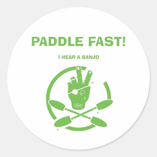 SNEL PADDEN! IK HOOR EEN BANJO RONDE STICKER (Voorkant)