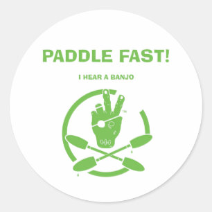 SNEL PADDEN! IK HOOR EEN BANJO RONDE STICKER