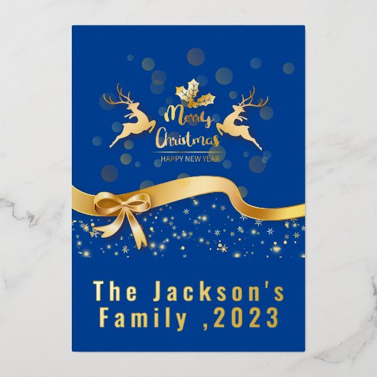 Snel penseelscript, met Kerstmis Folie Feestdagenkaart (Voorkant)