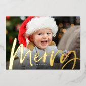 Snel penseelscript, met Kerstmis Folie Feestdagenkaart (Voorkant)