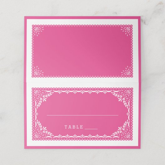 Snel plaatje | Fuchsia Papel Picado Pattern Plaatskaartje (Buitenkant ongevouwen)