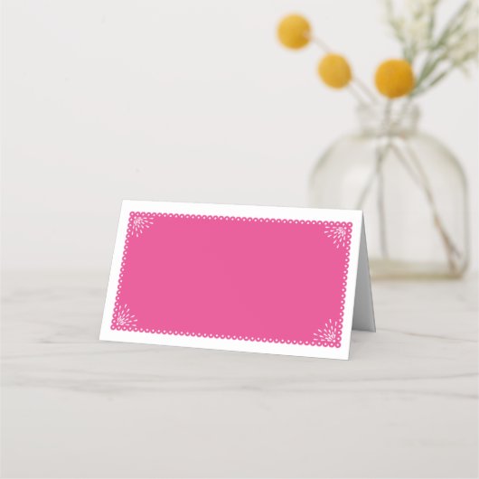 Snel plaatje | Fuchsia Papel Picado Pattern Plaatskaartje (Achterkant)