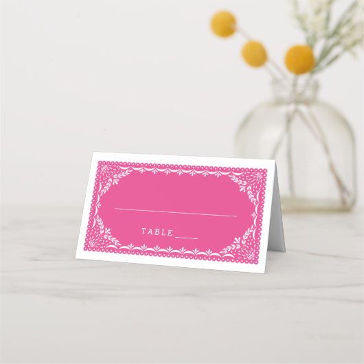 Snel plaatje | Fuchsia Papel Picado Pattern Plaatskaartje (Voorkant)
