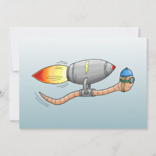 Snel Raketworm Verjaardagskaart Kaart