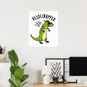 Snel-rapper Grappige Dinosaur Pun Poster (Thuiskantoor)