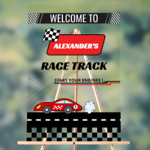 Snel retro rode auto racebaan jongen verjaardag we