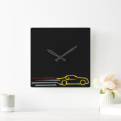 Snel rijdende auto-neonteken vierkante klok (Huis)