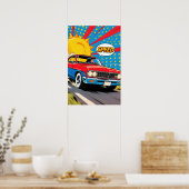 Snel rijdende auto Pop Art Poster (Keuken)
