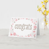 Snel roze Natuur Bouquet gefeliciteerd Kaart (Gele Bloem)