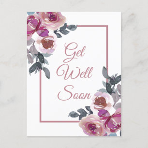Snel roze Waterverf Floral Briefkaart