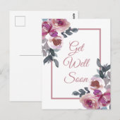 Snel roze Waterverf Floral Briefkaart (Voorkant / Achterkant)