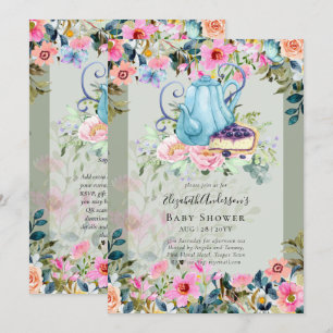 Snel tea Party Baby Shower-uitnodigingen