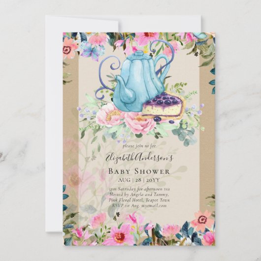 Snel tea Party Baby Shower-uitnodigingen Kaart (Voorkant)